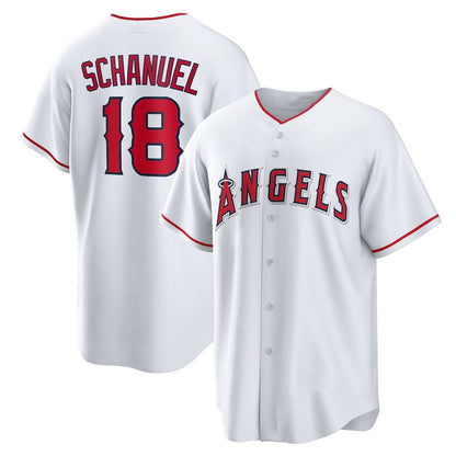 Los Angeles Angels #18 Nolan Schanuel Home Replica Jersey - White Stitched Baseball Jersey - Main View