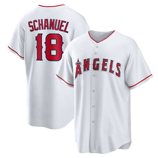 Los Angeles Angels #18 Nolan Schanuel Home Replica Jersey - White Stitched Baseball Jersey - Main View