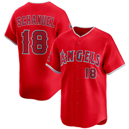 Los Angeles Angels #18 Nolan Schanuel Red Alternate Limited Stitched Baseball Jersey - Main View