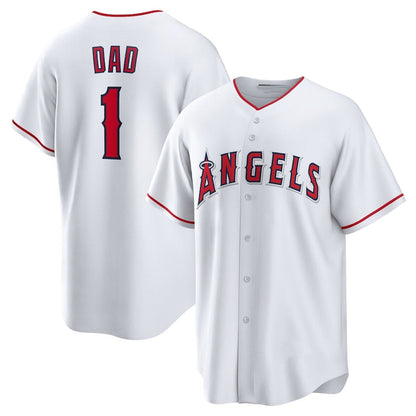 Los Angeles Angels #1 Dad Home Replica Jersey - White Stitched Baseball Jersey - Main View
