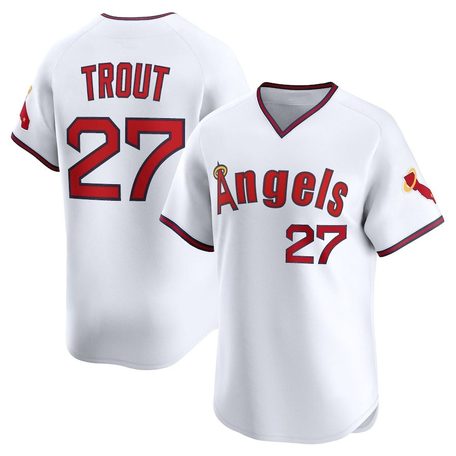 Los Angeles Angels #27 Mike Trout Alternate Limited Jersey - White Stitched Baseball Jersey - Main View