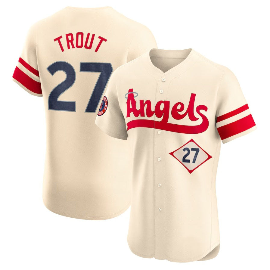 Los Angeles Angels #27 Mike Trout Cream City Connect Elite Player Stitched Baseball Jersey - Main View