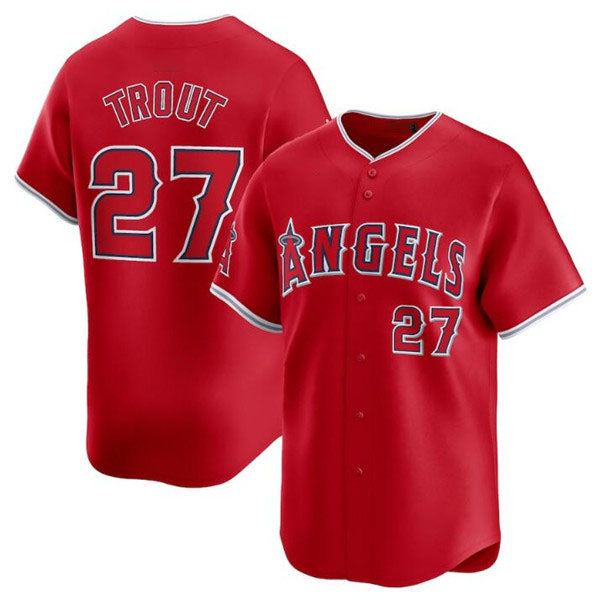 Los Angeles Angels #27 Mike Trout Red Alternate Limited Baseball Stitched Jersey - Main View