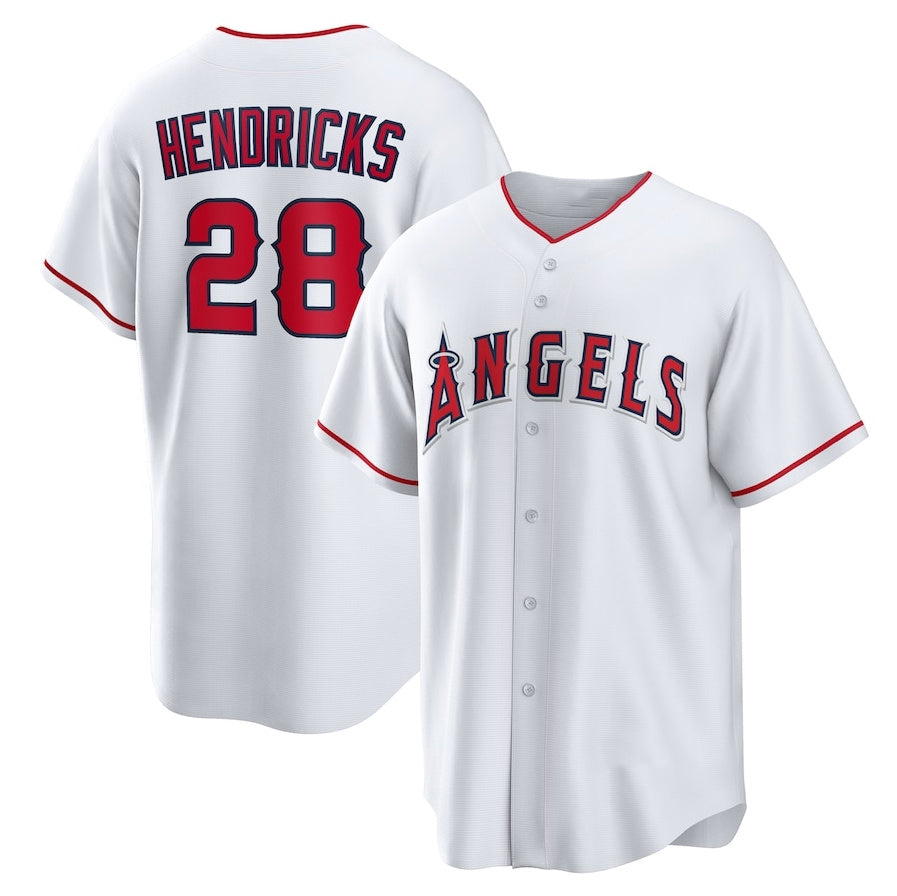 Los Angeles Angels #28 Kyle Hendricks Home Replica Jersey - White Stitched Baseball Jersey - Main View
