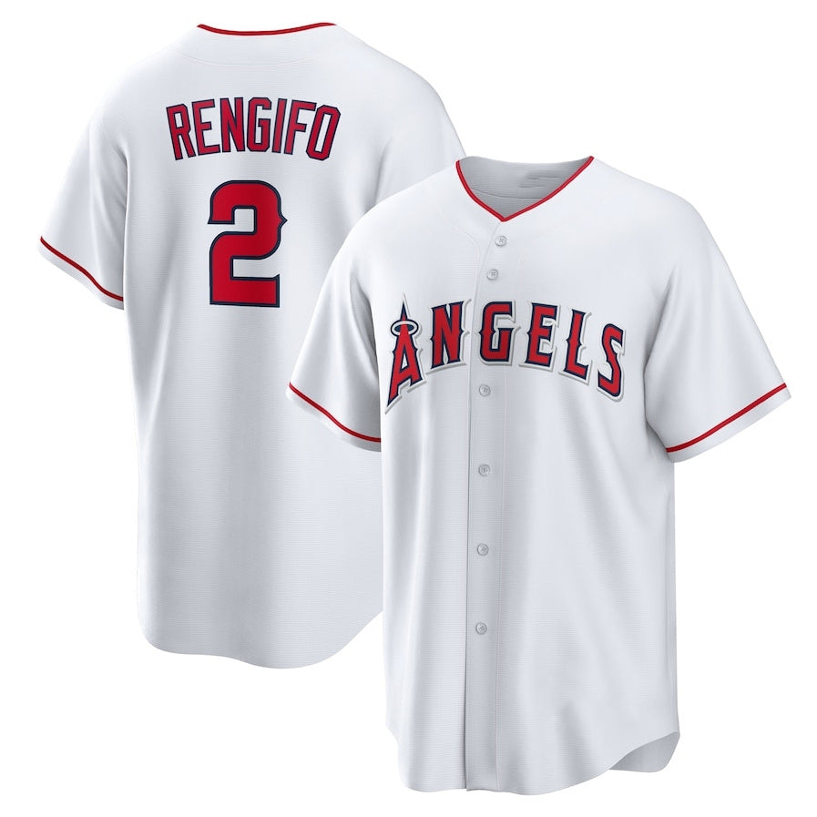 Los Angeles Angels #2 Luis Rengifo Home Replica Jersey - White Stitched Baseball Jersey - Main View