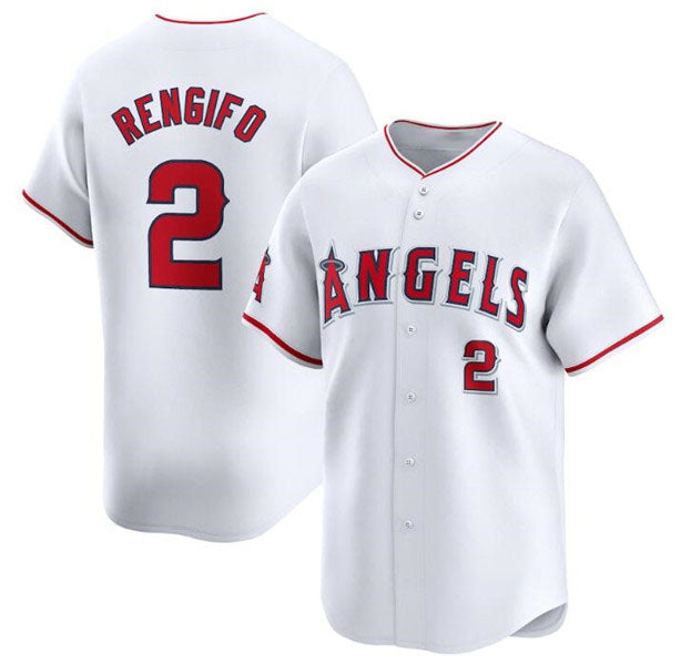Los Angeles Angels #2 Luis Rengifo White Home Limited Baseball Stitched Jersey - Main View