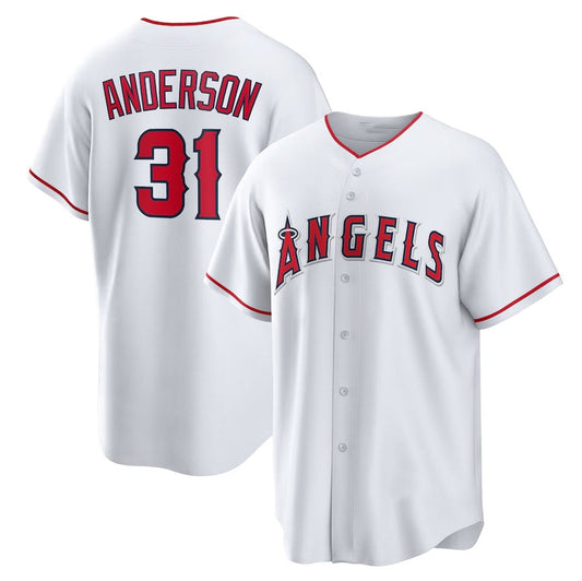 Los Angeles Angels #31 Tyler Anderson Home Replica Jersey - White Stitched Baseball Jersey - Main View