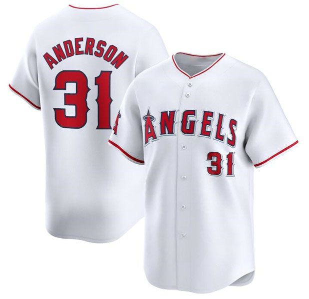 Los Angeles Angels #31 Tyler Anderson White Home Limited Baseball Stitched Jersey - Main View