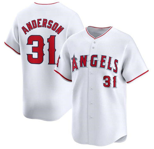 Los Angeles Angels #31 Tyler Anderson White Home Limited Baseball Stitched Jersey - Main View