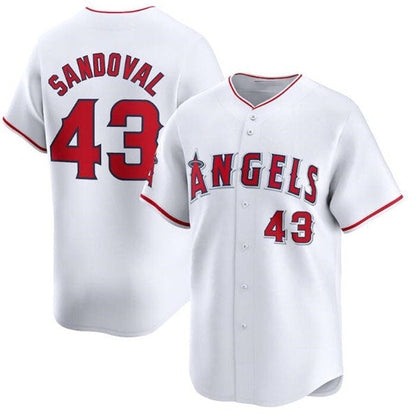 Los Angeles Angels #43 Patrick Sandoval White Home Limited Baseball Stitched Jersey - Main View