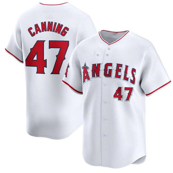 Los Angeles Angels #47 Griffin Canning White Home Limited Baseball Stitched Jersey - Main View