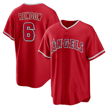 Los Angeles Angels #6 Anthony Rendon Alternate Replica Player Name Jersey - Red Stitched Baseball Jersey - Main View