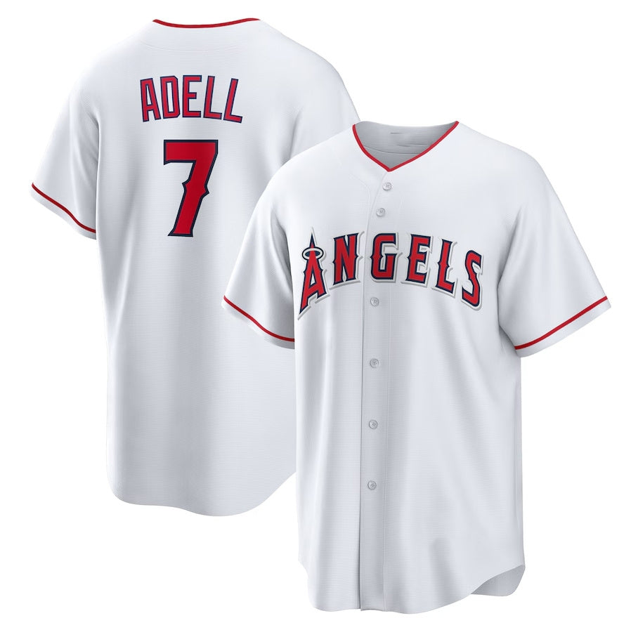 Los Angeles Angels #7 Jo Adell Home Replica Jersey - White Stitched Baseball Jersey - Main View