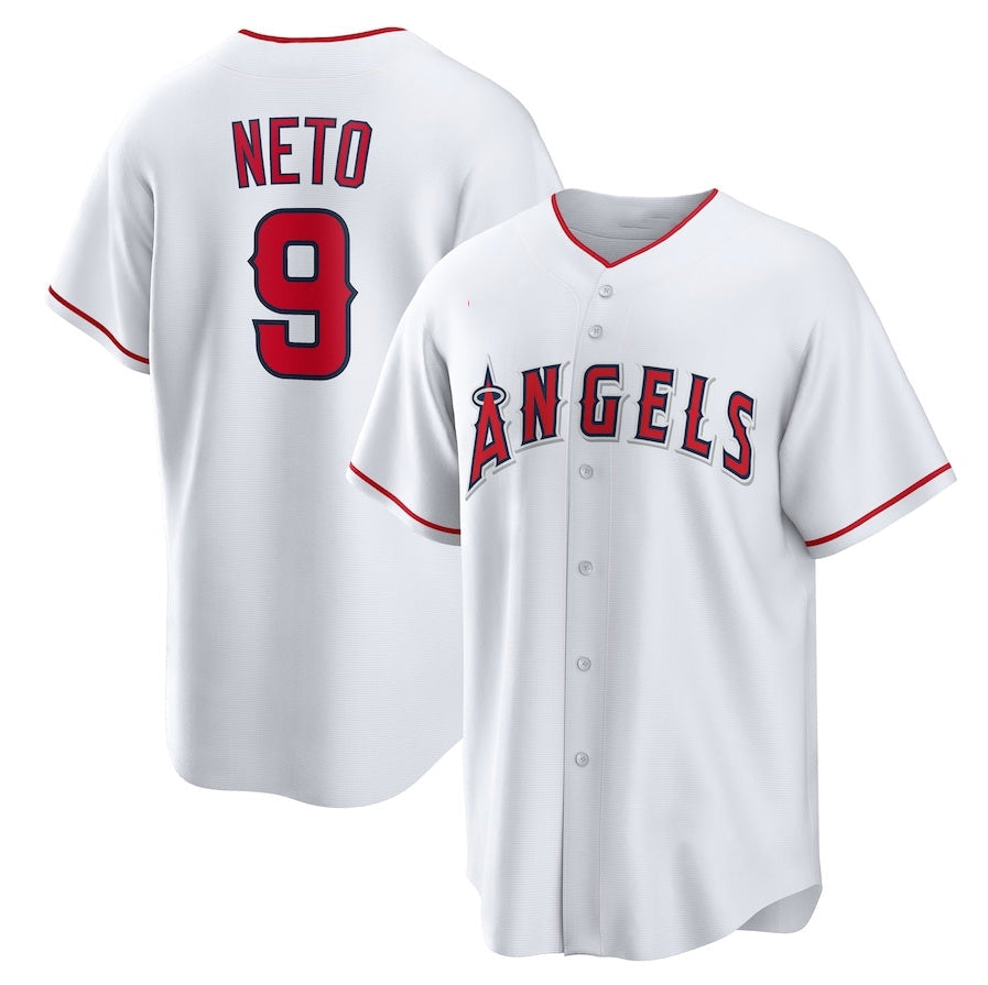 Los Angeles Angels #9 Zach Neto Home Replica Jersey - White Stitched Baseball Jersey - Main View