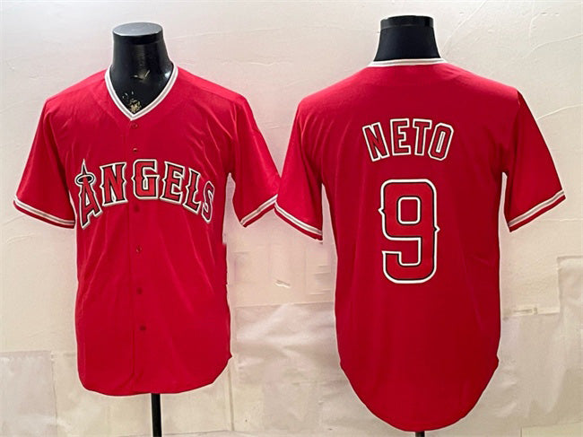 Los Angeles Angels #9 Zach Neto Red Stitched Baseball Jersey - Main View