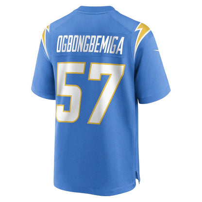 LA.Chargers #57 Amen Ogbongbemiga Powder Blue Game Player Jersey Stitched American Football Jerseys - Main View