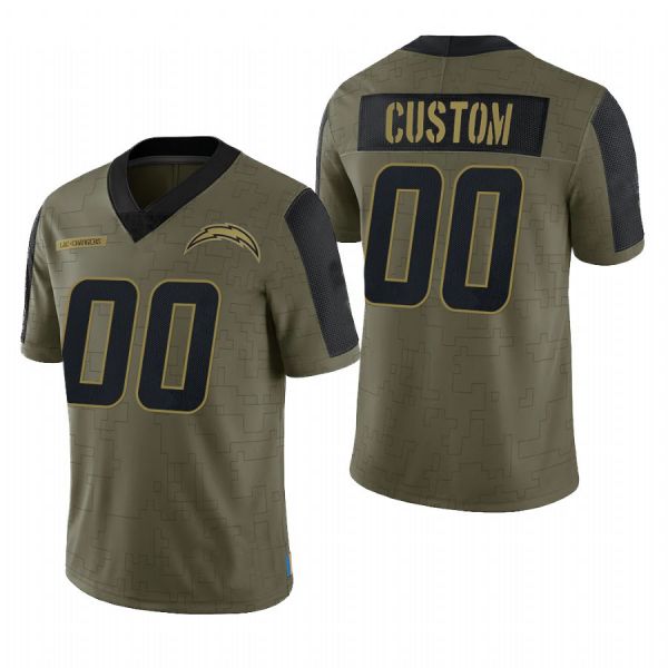 Custom LA.Chargers Olive 2021 Salute To Service Limited Football Jerseys - Main View