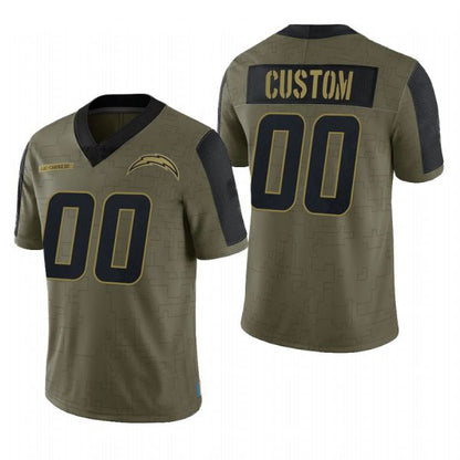Custom LA.Chargers Olive 2021 Salute To Service Limited Football Jerseys - Main View