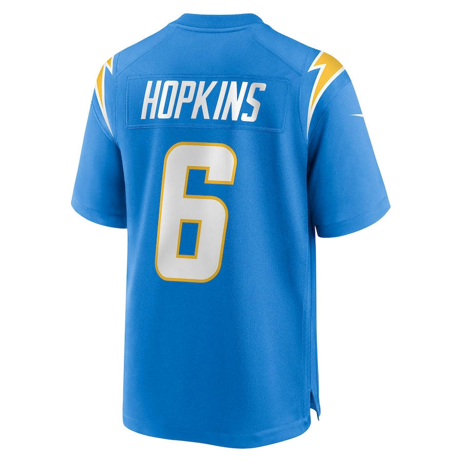 LA.Chargers #6 Dustin Hopkins Powder Blue Game Jersey Stitched American Football Jerseys - Main View