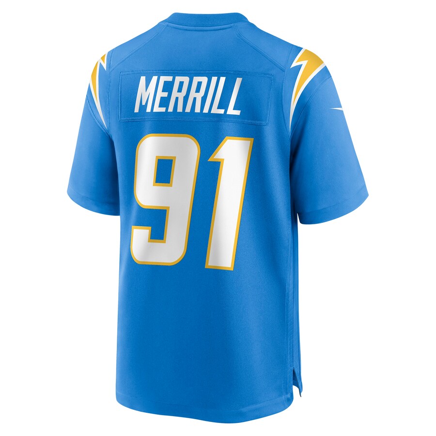 LA.Chargers #91 Forrest Merrill Powder Blue Player Game Jersey Stitched American Football Jerseys - Main View