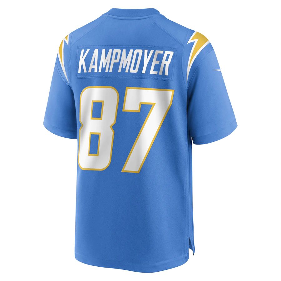 LA.Chargers #87 Hunter Kampmoyer Powder Blue Game Player Jersey Stitched American Football Jerseys - Main View