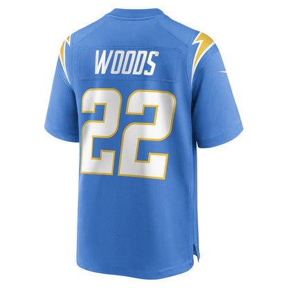 LA.Chargers #22 JT Woods Powder Blue Game Player Jersey Stitched American Football Jerseys - Main View
