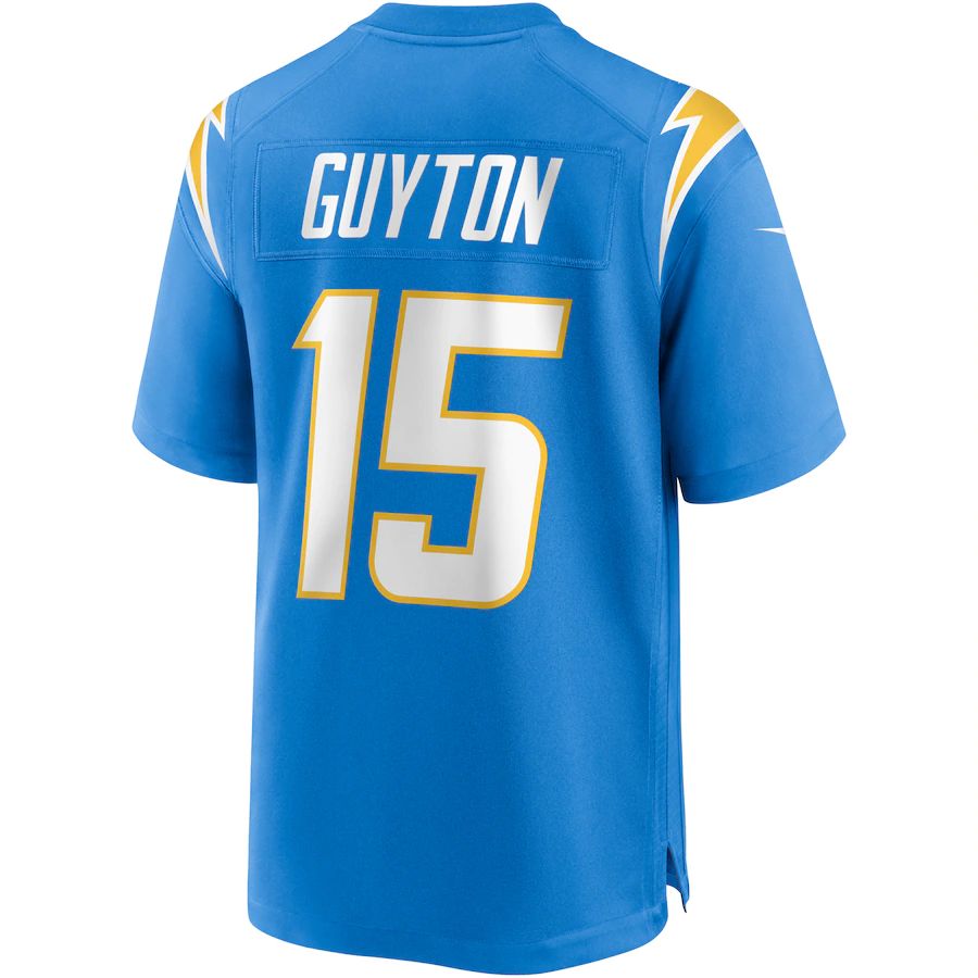 LA.Chargers #15 Jalen Guyton Powder Blue Game Player Jersey Stitched American Football Jerseys - Main View