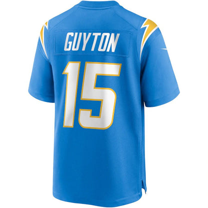 LA.Chargers #15 Jalen Guyton Powder Blue Game Player Jersey Stitched American Football Jerseys - Main View