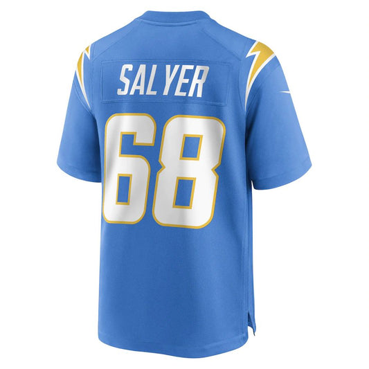 LA.Chargers #68 Jamaree Salyer Powder Blue Game Player Jersey Stitched American Football Jerseys - Main View