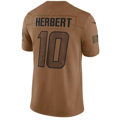LA.Chargers #10 Justin Herbert Brown 2023 Salute To Service Limited Jersey Stitched American Football Jerseys - Main View