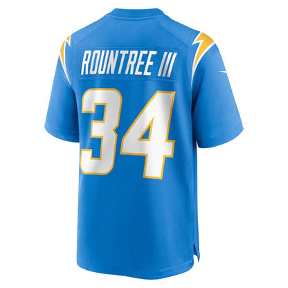 LA.Chargers #34 Larry Rountree III Powder Blue Player Game Jersey Stitched American Football Jerseys - Main View