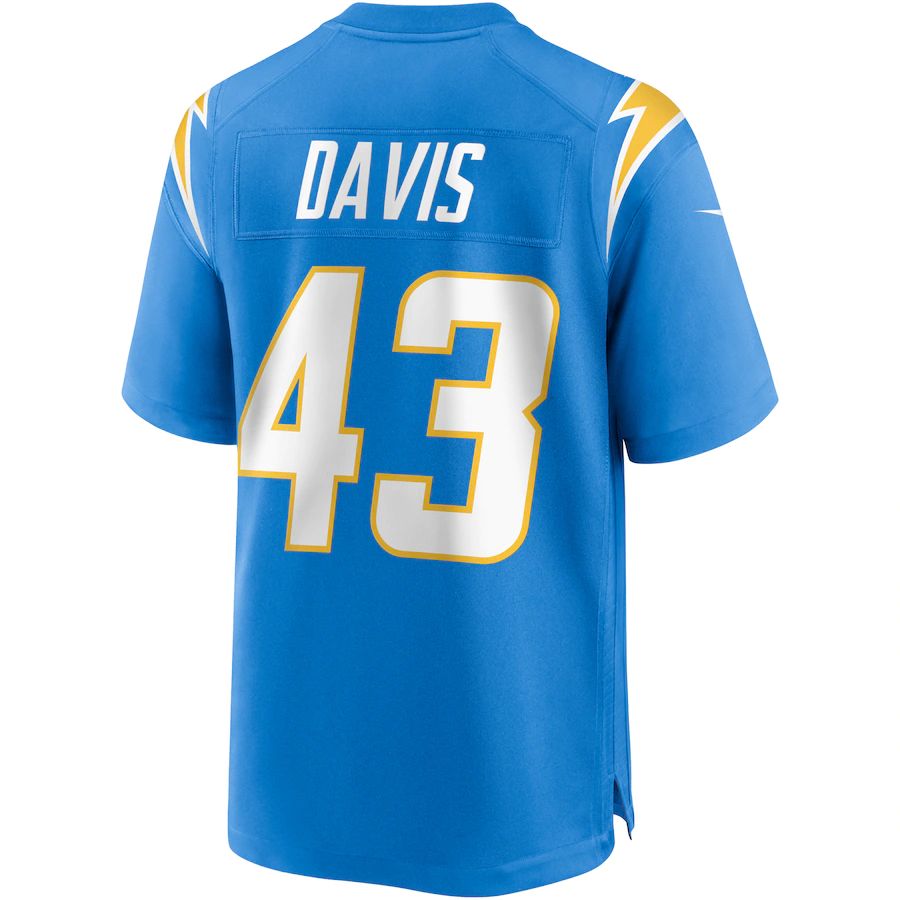 LA.Chargers #43 Michael Davis Powder Blue Game Jersey Stitched American Football Jerseys - Main View