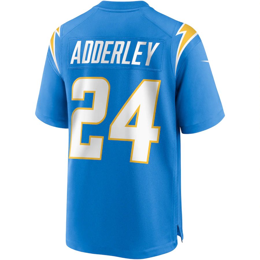 LA.Chargers #24 Nasir Adderley Powder Blue Game Jersey Stitched American Football Jerseys - Main View