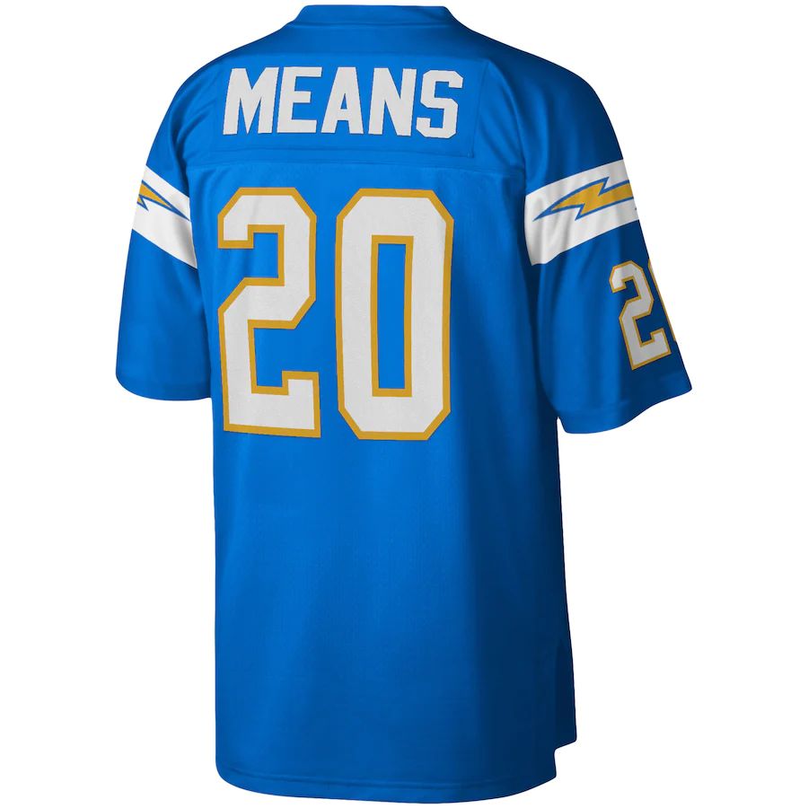 LA.Chargers #20 Natrone Means Mitchell & Ness Powder Blue 1994 Legacy Replica Jersey Stitched American Football Jerseys - Main View