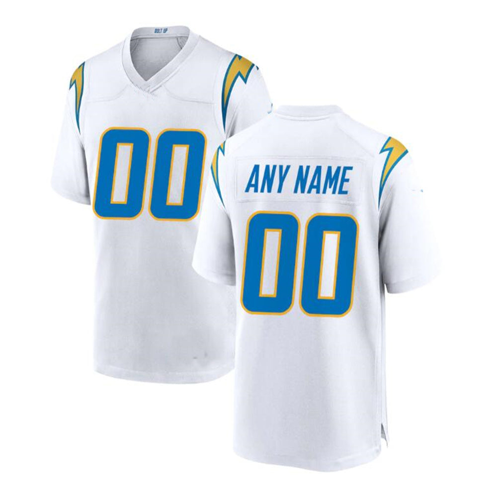 Custom LA.Chargers White Game Jersey Stitched American Football Jerseys - Main View