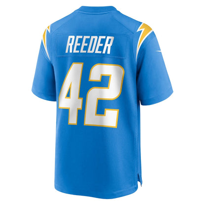 LA.Chargers #42 Troy Reeder Powder Blue Game Jersey Stitched American Football Jerseys - Main View