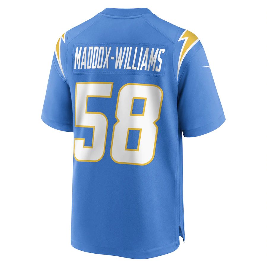 LA.Chargers #58 Tyreek Maddox-Williams Powder Blue Game Player Jersey Stitched American Football Jerseys - Main View