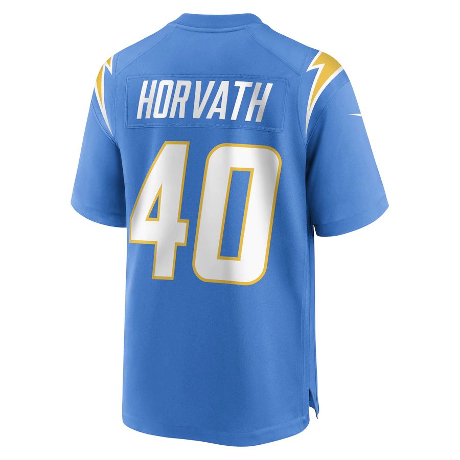 LA.Chargers #40 Zander Horvath Powder Blue Game Player Jersey Stitched American Football Jerseys - Main View