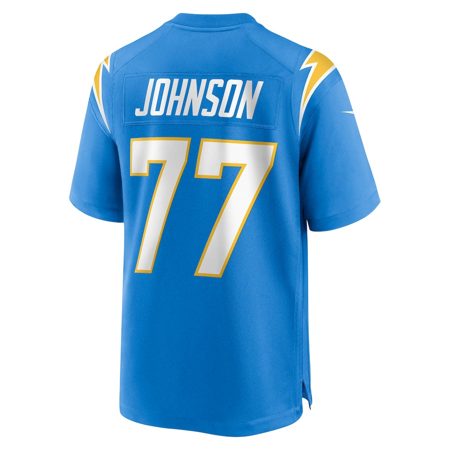 LA.Chargers #77 Zion Johnson Powder Blue 2022 Draft First Round Pick Game Jersey Stitched American Football Jerseys - Main View