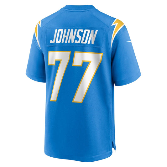 LA.Chargers #77 Zion Johnson Powder Blue 2022 Draft First Round Pick Game Jersey Stitched American Football Jerseys - Main View