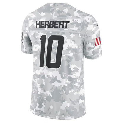 LA.Chargers #10 Justin Herbert Arctic Camo 2024 Salute to Service Limited Stitched American Football Jerseys - Main View