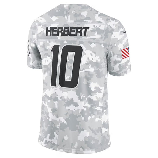LA.Chargers #10 Justin Herbert Arctic Camo 2024 Salute to Service Limited Stitched American Football Jerseys - Main View
