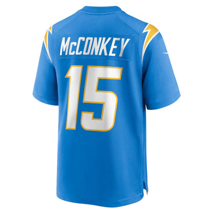 LA.Chargers #15 Ladd McConkey 2024 Draft Player Game Jersey - Powder Blue American Football Jerseys - Main View