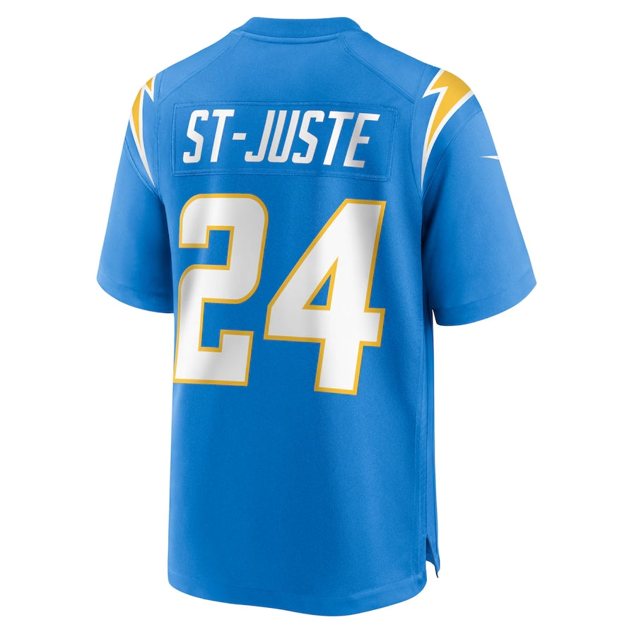 LA.Chargers #24 Benjamin St-Juste Powder Blue Team Game Stitched American Football Jerseys - Main View