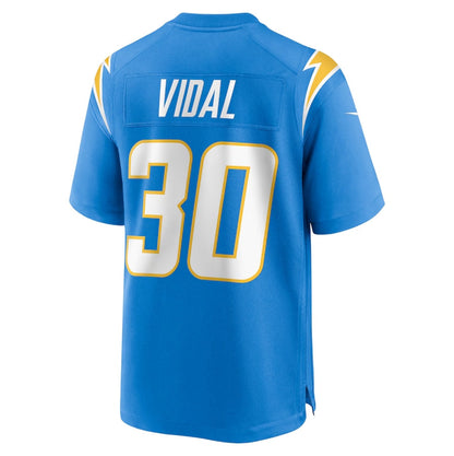 LA.Chargers #30 Kimani Vidal Team Game Jersey - Powder Blue American Football Jerseys - Main View
