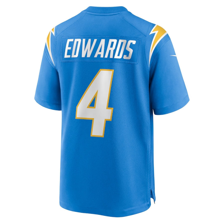 LA.Chargers #4 Gus Edwards Game Jersey - Powder Blue American Football Jerseys - Main View
