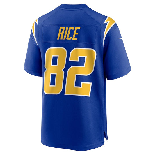 LA.Chargers #82 Brenden Rice 2024 Draft 2nd Alternate Game Player Jersey - Royal American Football Jerseys - Main View