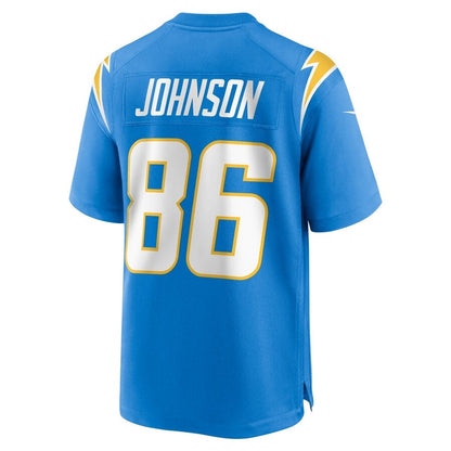 LA.Chargers #86 Cornelius Johnson Team Game Jersey - Powder Blue American Football Jerseys - Main View