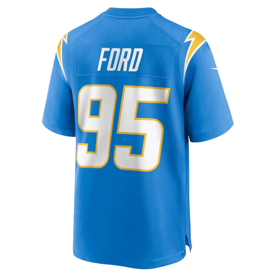 LA.Chargers #95 Poona Ford Game Jersey - Powder Blue American Football Jerseys - Main View