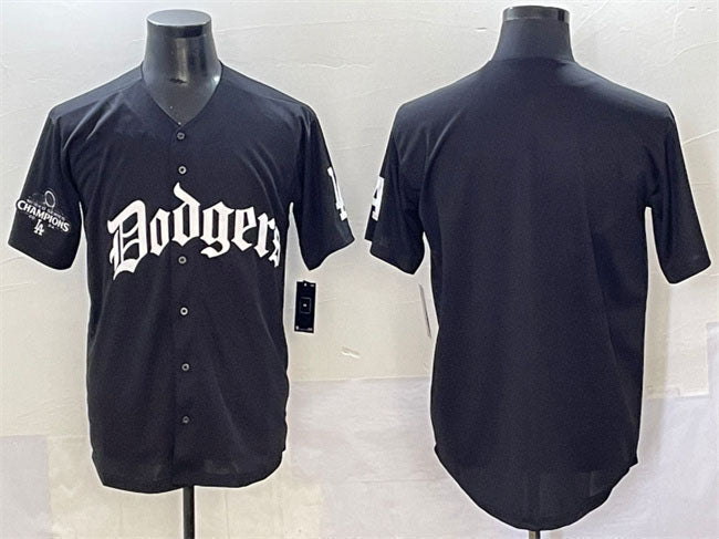 Los Angeles Dodgers Blank Black 2025 LA Gothic Style With 2024 World Series Champions Patch Vapor Premier Limited Stitched Baseball Jersey - Main View